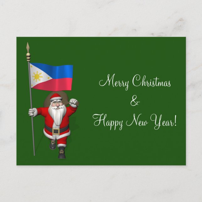 Cartes Pour Fêtes Annuelles Père Noël Avec L'Enseigne Des Philippines (Devant)