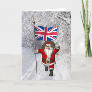 Cartes Pour Fêtes Annuelles Père Noël Avec L'Enseigne Du Royaume-Uni