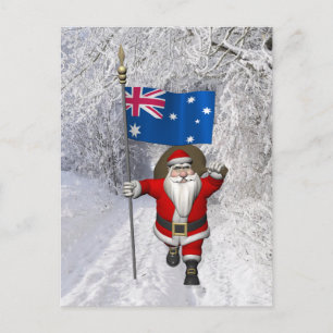 Cartes Pour Fêtes Annuelles Père Noël Avec L'Ensigne D'Australie