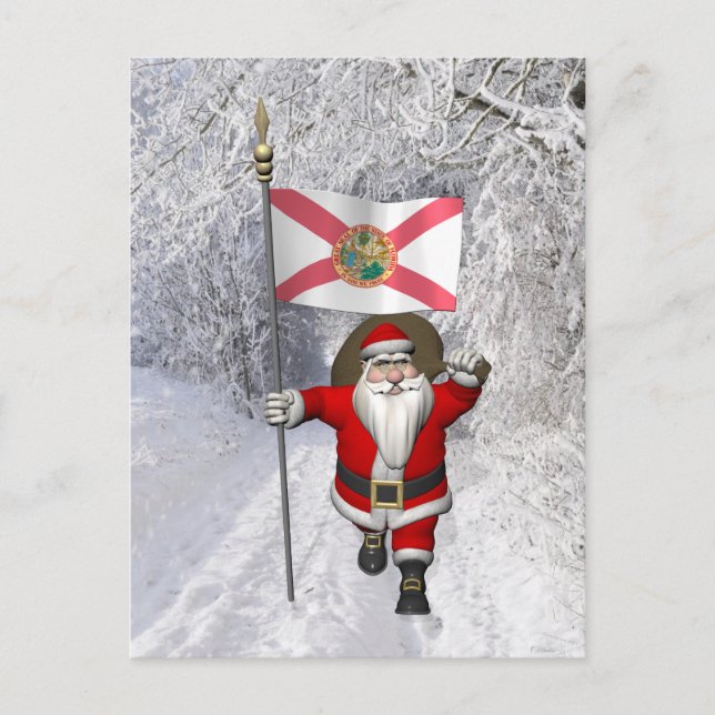 Cartes Pour Fêtes Annuelles Père Noël Avec L'Ensigne De Floride (Devant)