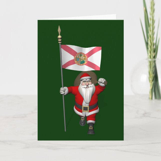 Cartes Pour Fêtes Annuelles Père Noël Avec L'Ensigne De Floride (Devant)