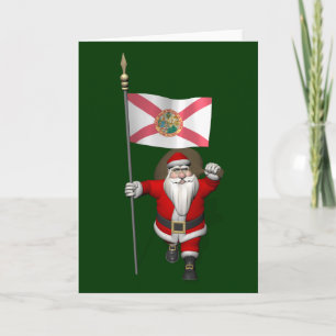 Cartes Pour Fêtes Annuelles Père Noël Avec L'Ensigne De Floride