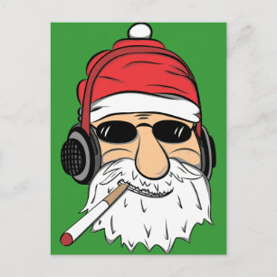 Cartes Pour Fêtes Annuelles Père Noël avec lunettes de soleil Cigarette et cas