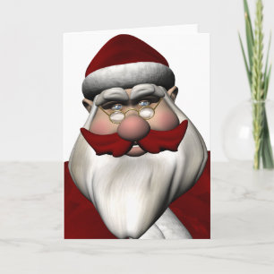 Cartes Pour Fêtes Annuelles Père Noël Avec Moustache Rouge