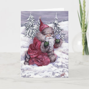 Cartes Pour Fêtes Annuelles père Noël AVEC OISEAU DE BLUEBIRD