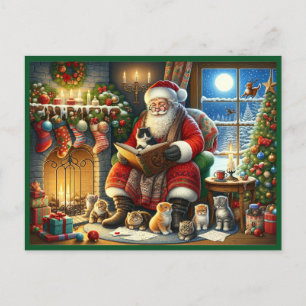 Cartes Pour Fêtes Annuelles Père Noël avec petits chatons