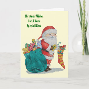 Cartes Pour Fêtes Annuelles père Noël avec sac et jouets et cadeaux pour Noël