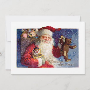 Cartes Pour Fêtes Annuelles père Noël avec Teddy et Krampus dans une boîte