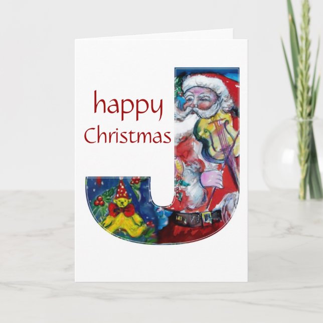 CARTES POUR FÊTES ANNUELLES PÈRE NOËL AVEC VIOLIN J MONOGRAM (Devant)