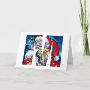CARTES POUR FÊTES ANNUELLES PÈRE NOËL AVEC VIOLIN W MONOGRAM