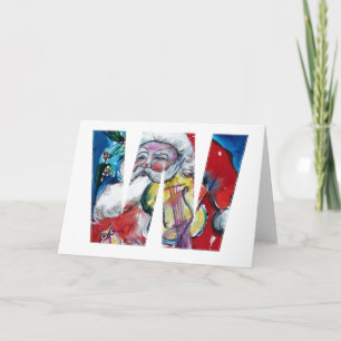 CARTES POUR FÊTES ANNUELLES PÈRE NOËL AVEC VIOLIN W MONOGRAM