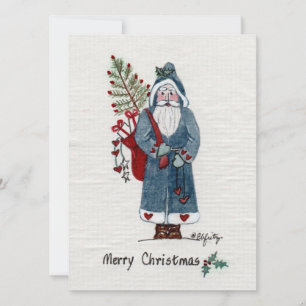 Cartes Pour Fêtes Annuelles Père Noël avec voeux d'arbre Joyeux Noël