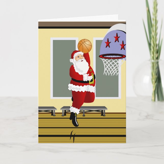 Cartes Pour Fêtes Annuelles Père Noël Basket (Devant)