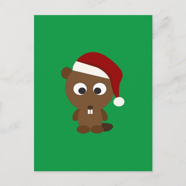 Cartes Pour Fêtes Annuelles Père Noël Beaver (Devant)
