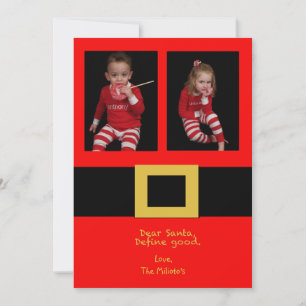 Cartes Pour Fêtes Annuelles père Noël Belt Two Photo Christmas Card