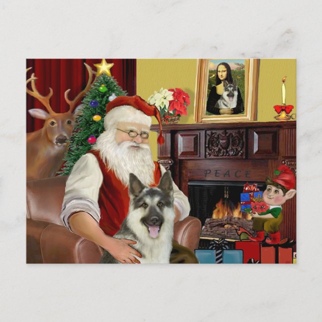 Cartes Pour Fêtes Annuelles Père Noël Berger allemand #9 (Devant)