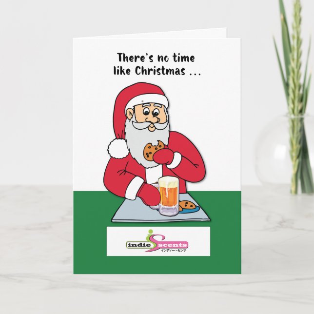 Cartes Pour Fêtes Annuelles Père Noël / Bière & Cookies / Logo personnalisable (Devant)