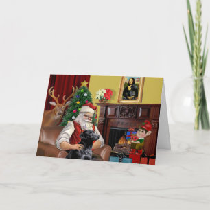 Cartes Pour Fêtes Annuelles Père Noël Black Labrador