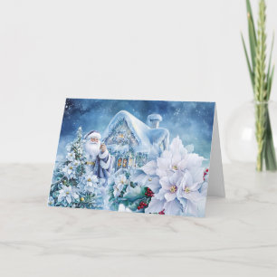 Cartes Pour Fêtes Annuelles Père Noël Blue Christmas Fancy Joyeux Noël Script