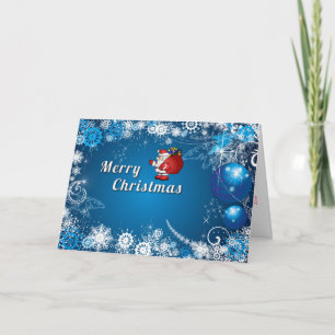 Cartes Pour Fêtes Annuelles Père Noël Blue Parties scintillant Balls Joyeux No