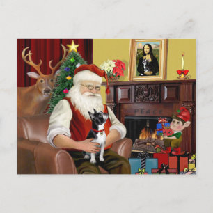 Cartes Pour Fêtes Annuelles père Noël Boston Terrier