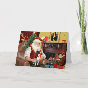 Cartes Pour Fêtes Annuelles Père Noël Boston Terrier
