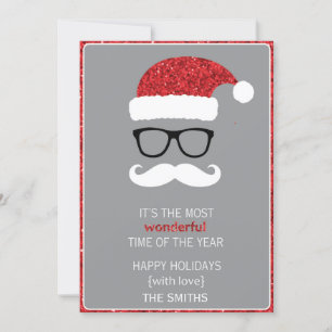 Cartes Pour Fêtes Annuelles Père Noël brillant avec lunettes