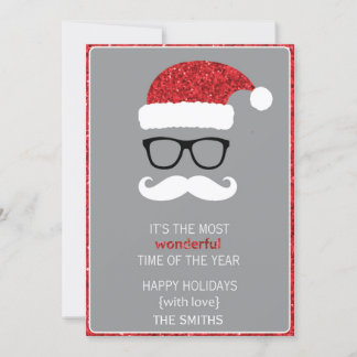 Cartes Pour Fêtes Annuelles Père Noël brillant avec lunettes