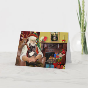 Cartes Pour Fêtes Annuelles Père Noël Brindle French Bulldog