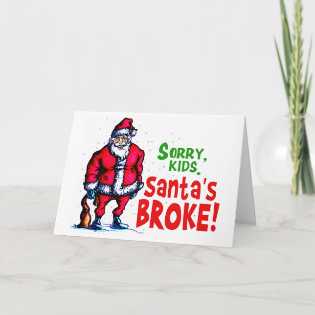 Cartes Pour Fêtes Annuelles Père Noël Broke (Devant)