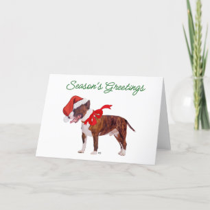 Cartes Pour Fêtes Annuelles Père Noël Bull Terrier