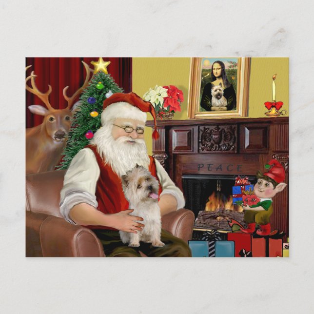Cartes Pour Fêtes Annuelles Père Noël Cairn Terrier (Devant)