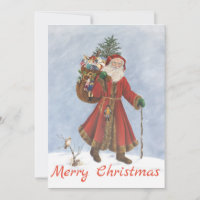 Père Noël, canne et cadeaux soufflant la neige