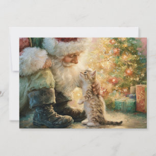 Cartes Pour Fêtes Annuelles Père Noël Chat Chaton Noël