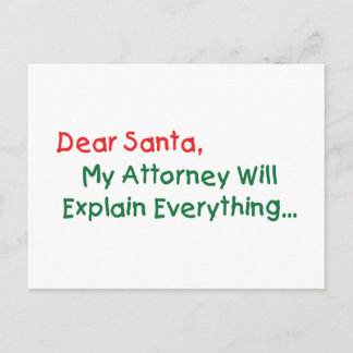 Cartes Pour Fêtes Annuelles Père Noël Cher Mon Avocat Expliquera - Joyeux Noël