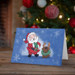 Cartes Pour Fêtes Annuelles Père Noël Chocolate Lab Reindeer Joie rire