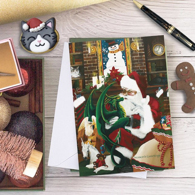 Cartes Pour Fêtes Annuelles Père Noël Christmas Dragon Imaginaire (Créateur téléchargé)