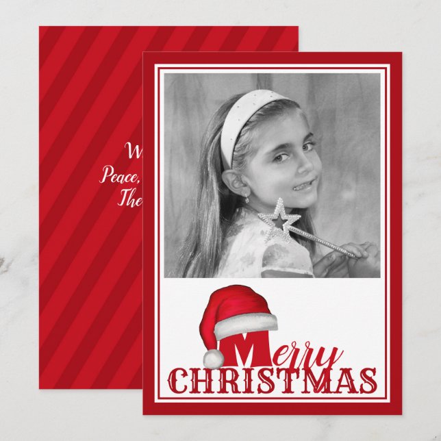 Cartes Pour Fêtes Annuelles Père Noël Christmas Photo Whimsical mignon Jolly C (Devant / Derrière)