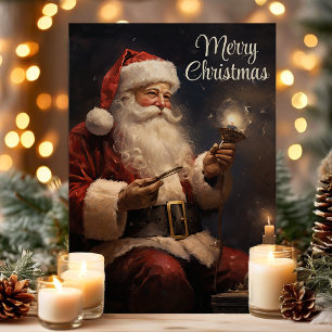 Cartes Pour Fêtes Annuelles Père Noël Classique Aux Chandelles Joyeux Noël