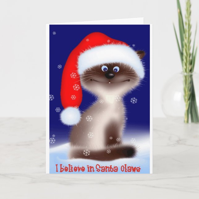 Cartes Pour Fêtes Annuelles Père Noël Claws Cat (Devant)