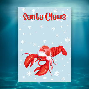 Cartes Pour Fêtes Annuelles Père Noël Claws Pun drôle de homard Crustaceancore