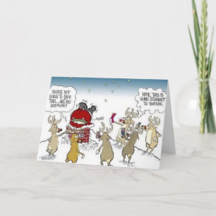 Cartes Pour Fêtes Annuelles Père Noël coincée à Chimney Reindeer Blogging Noël