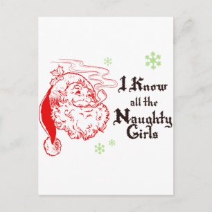 Cartes Pour Fêtes Annuelles Père Noël connaît toutes les filles coquines