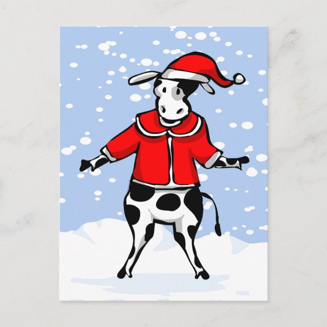 Cartes Pour Fêtes Annuelles Père Noël Cows est en train de venir ! (Devant)