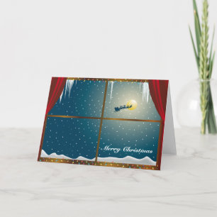 Cartes Pour Fêtes Annuelles Père Noël dans le Joyeux Noël de fenêtre