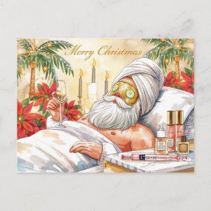 Cartes Pour Fêtes Annuelles Père Noël dans le spa de la baignoire thème de Noë