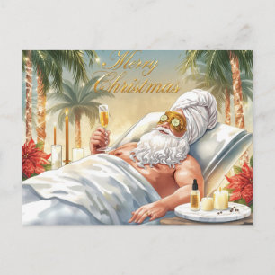 Cartes Pour Fêtes Annuelles Père Noël dans le spa de la baignoire thème de Noë