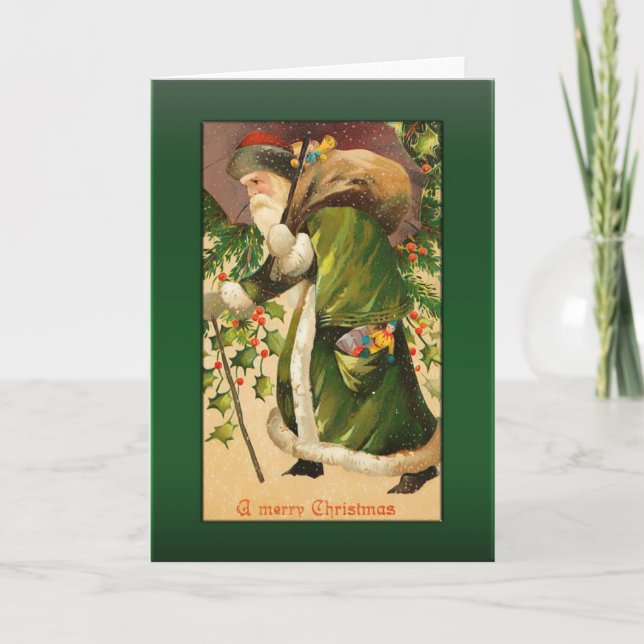 Cartes Pour Fêtes Annuelles Père Noël dans les salutations de neige (Devant)