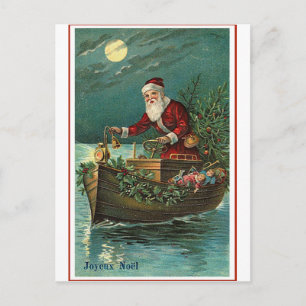 Cartes Pour Fêtes Annuelles père Noël dans son bateau