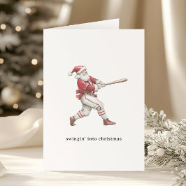Cartes Pour Fêtes Annuelles Père Noël de baseball se lançant dans Noël